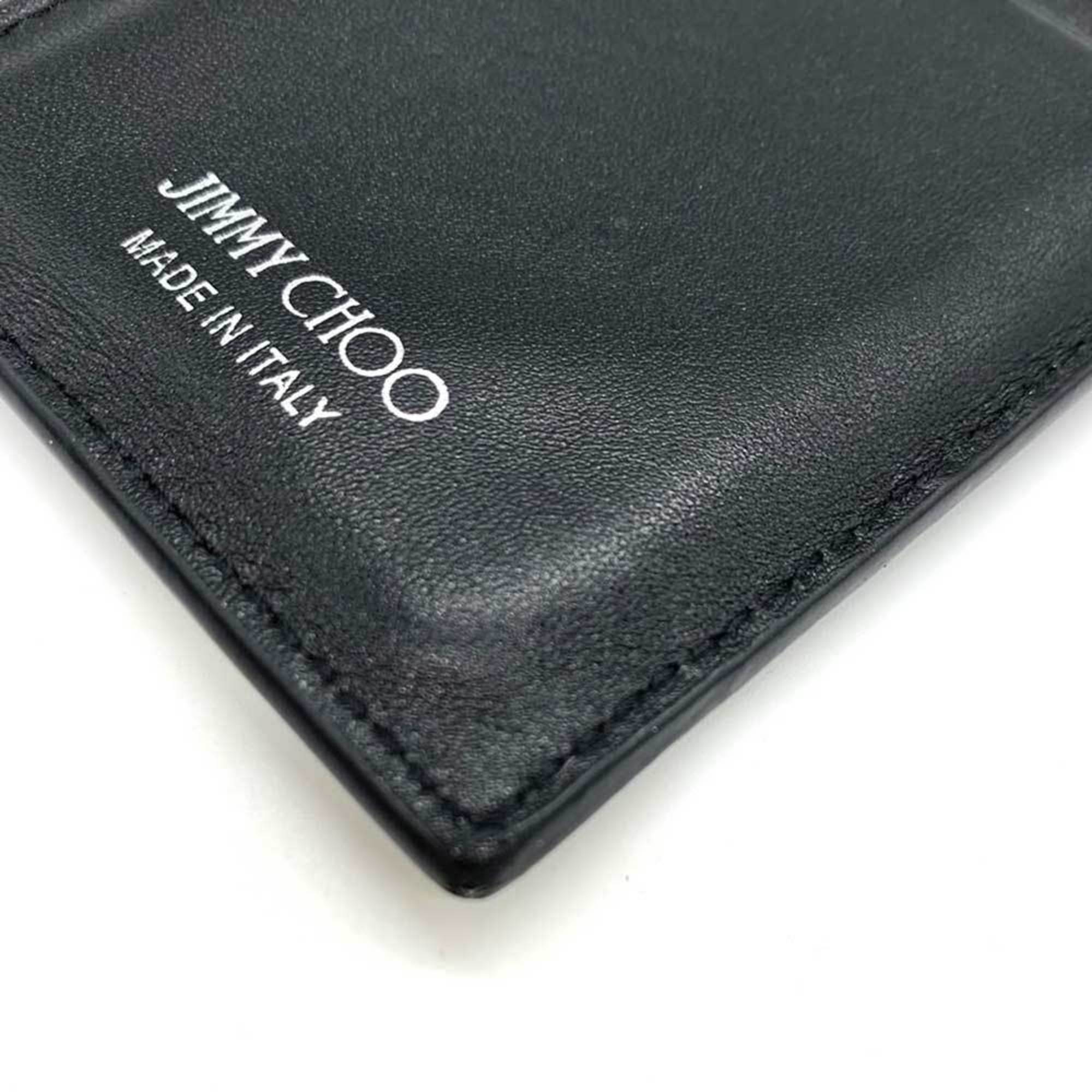 Jimmy Choo Accessories Fragment Case Black Coin Purse Card Flat Star Studs Ladies Enamel x Leather JIMMYCHOO