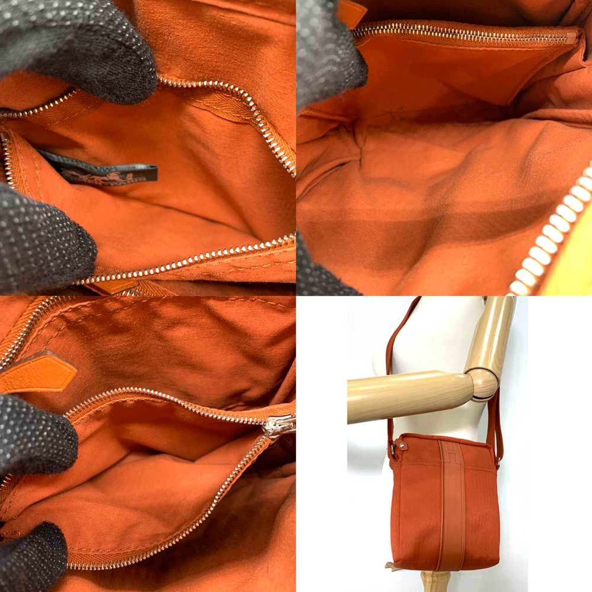 Hermes Bag Acapulco Bandouliere PM Orange Shoulder Pochette Square Ladies Men's Toile Chevron x Leather HERMES