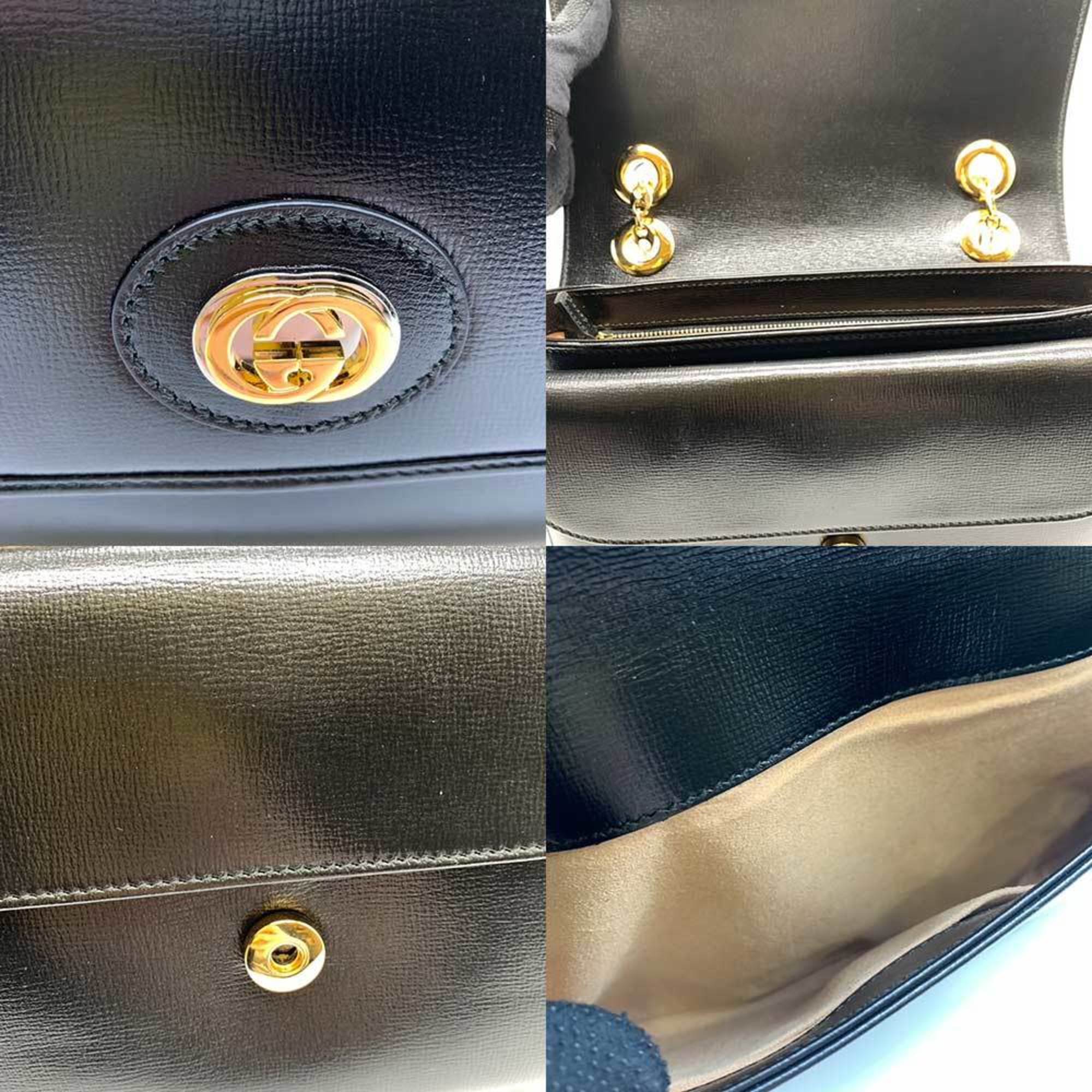 Gucci Bag Marina Chain Shoulder Black Interlocking G W Single 2way Ladies Leather 576421 GUCCI