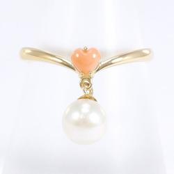 Seiko Jewelry K18YG Ring Size 12.5 Pearl Approx. 6mm Coral Total Weight 1.9g