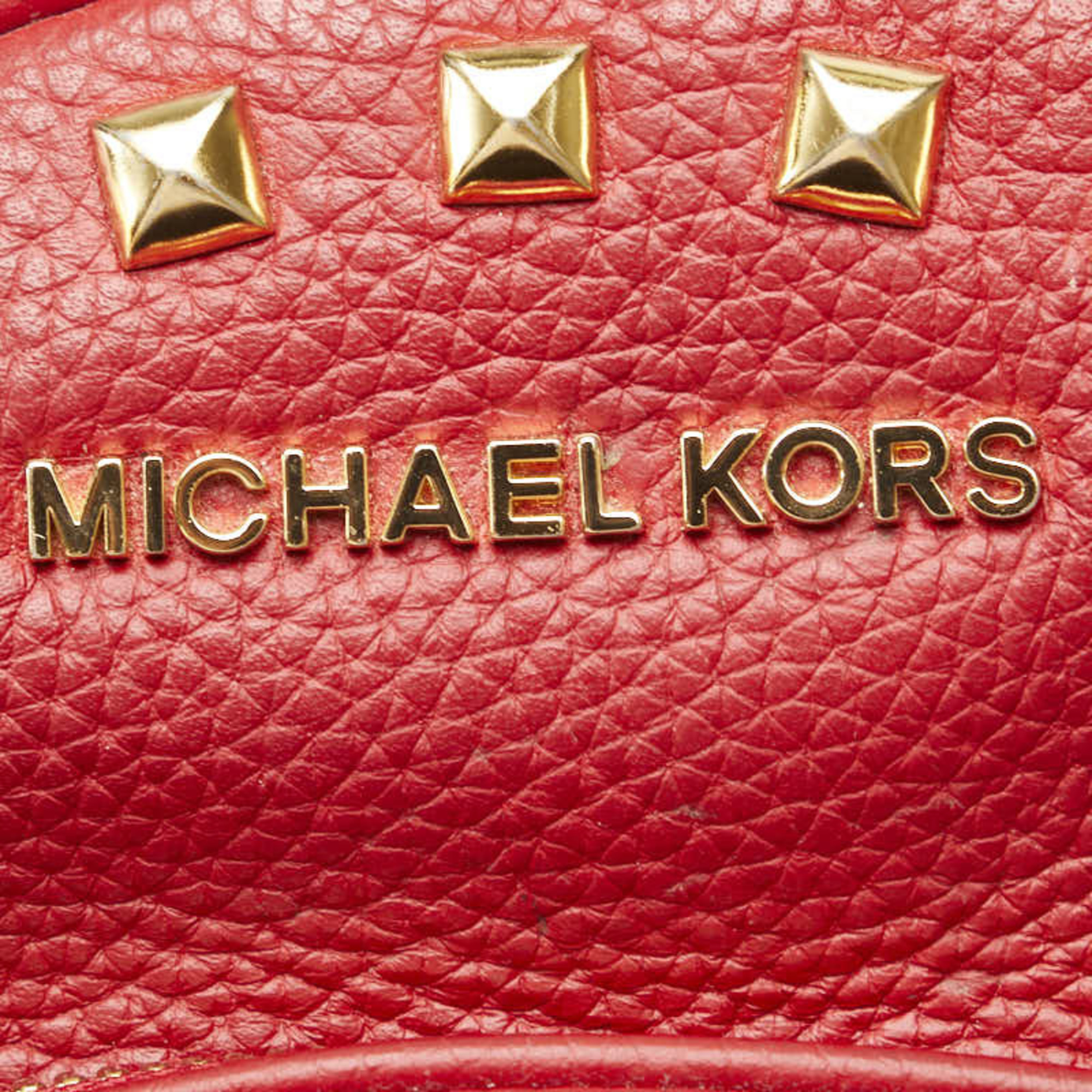 Michael Kors Studded Backpack/Daypack Red Leather Women's