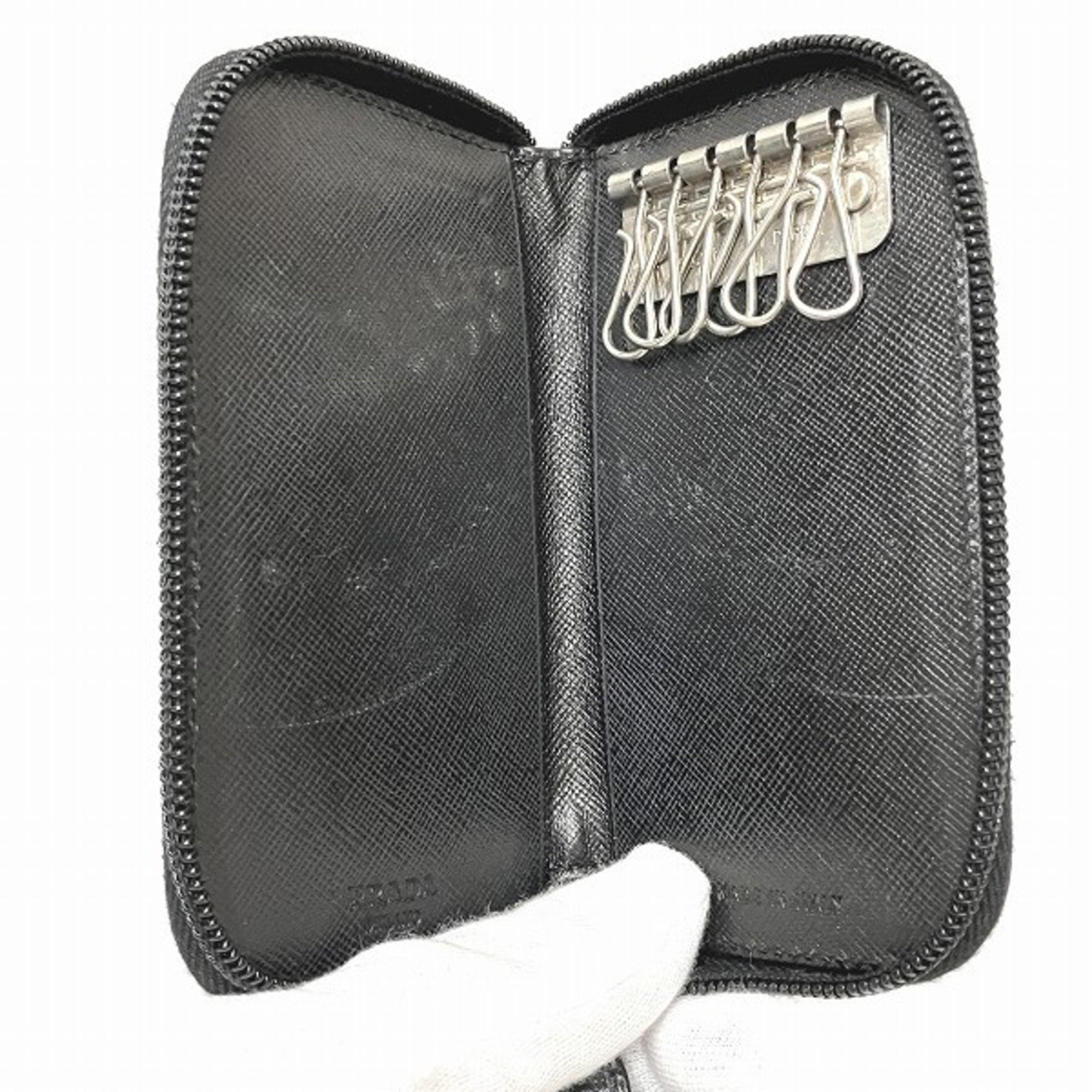 PRADA M604 Saffiano 6 Series Brand Accessories Key Case Unisex
