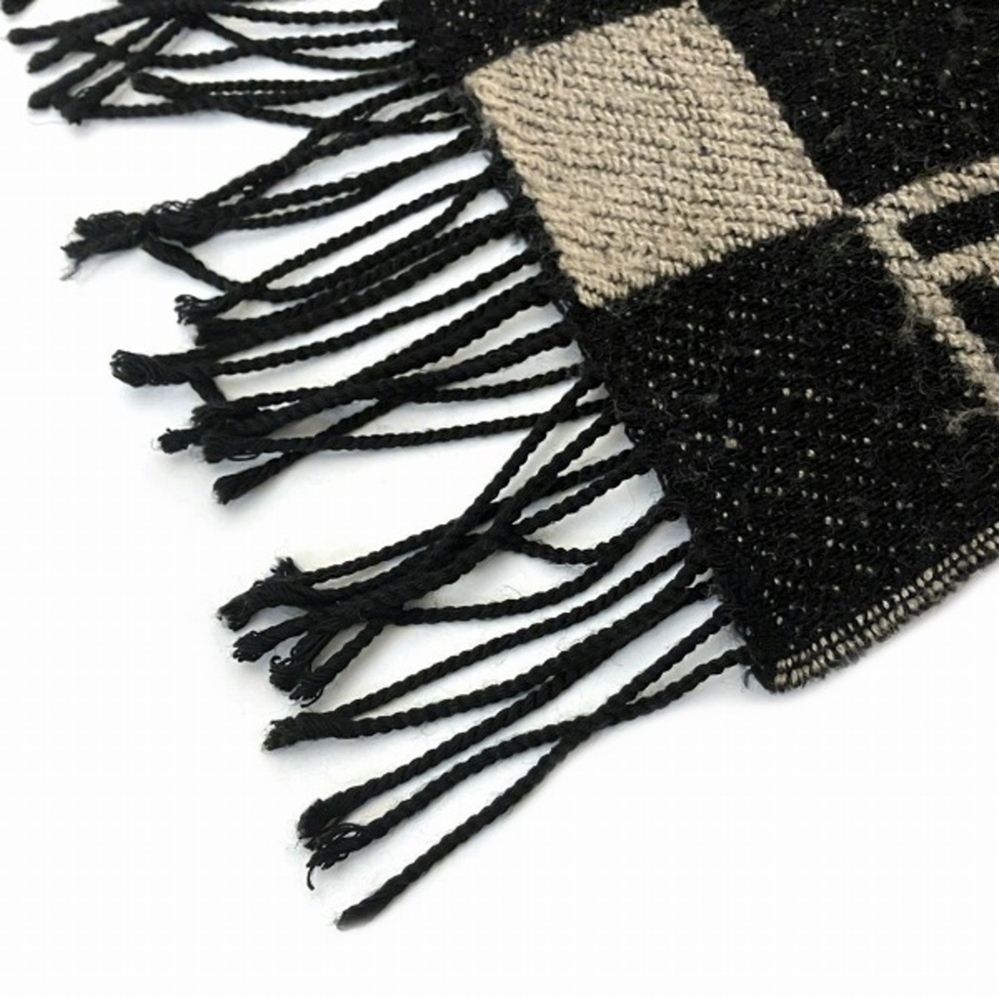 FENDI Zucca pattern fringe block check brand accessory scarf men's