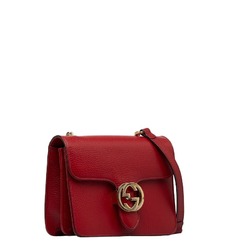 Gucci Interlocking G Chain Shoulder Bag 510304 Red Leather Women's GUCCI