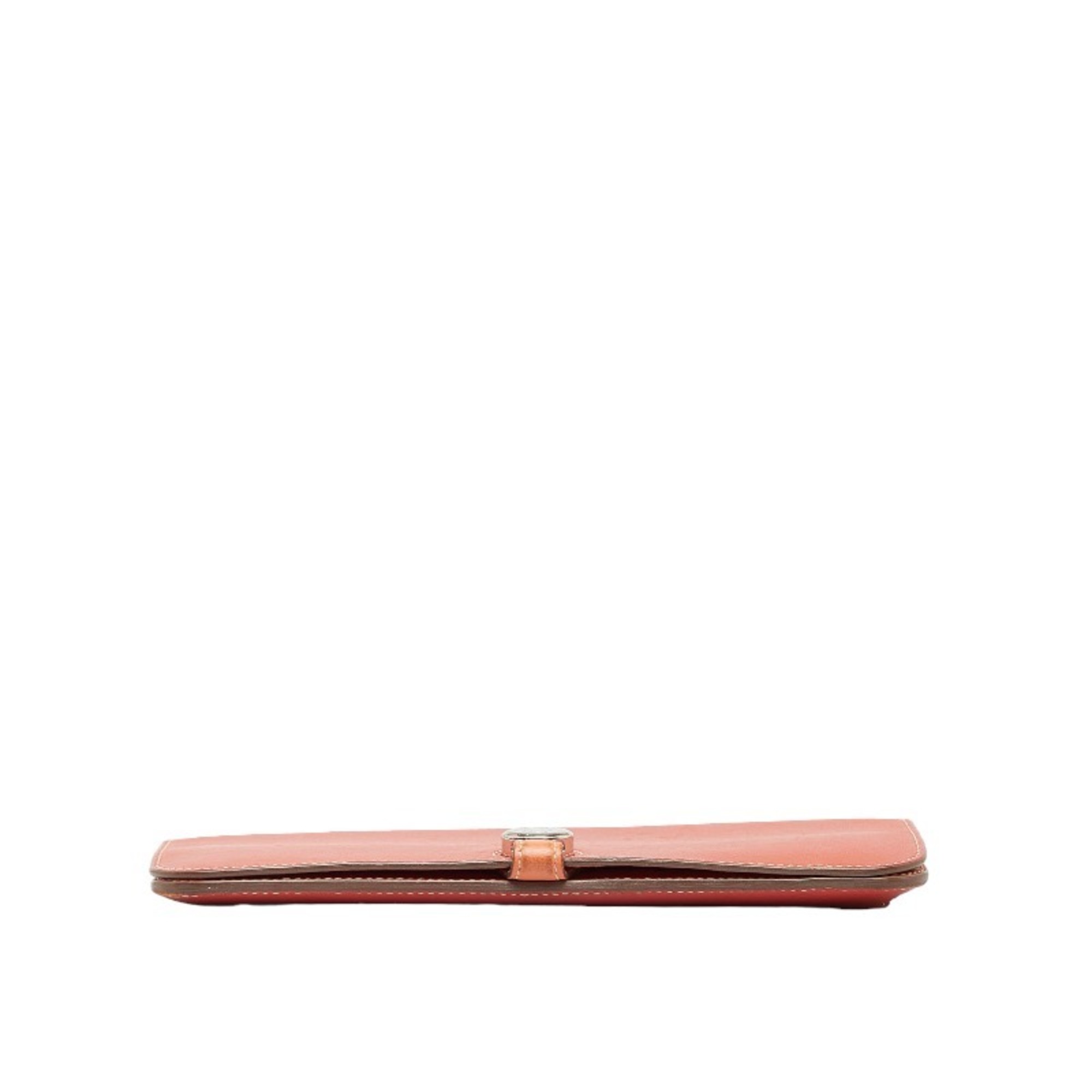 Hermes Dogon Long Bicolor Wallet Sanguine Crevette Pink Vaux Swift Ladies HERMES