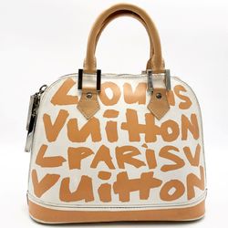 LOUIS VUITTON Alma MM Monogram Graffiti Handbag Beige x Ivory Leather Women's M92180