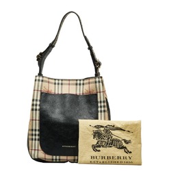 Burberry Nova Check Shadow Horse Shoulder Bag Beige PVC Leather Women's BURBERRY