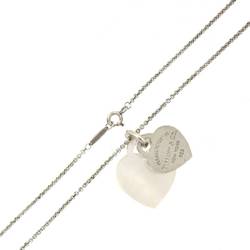 Tiffany&Co. Tiffany Return Toe Shell Silver Double Heart Tag Necklace 40.5cm 7.3g