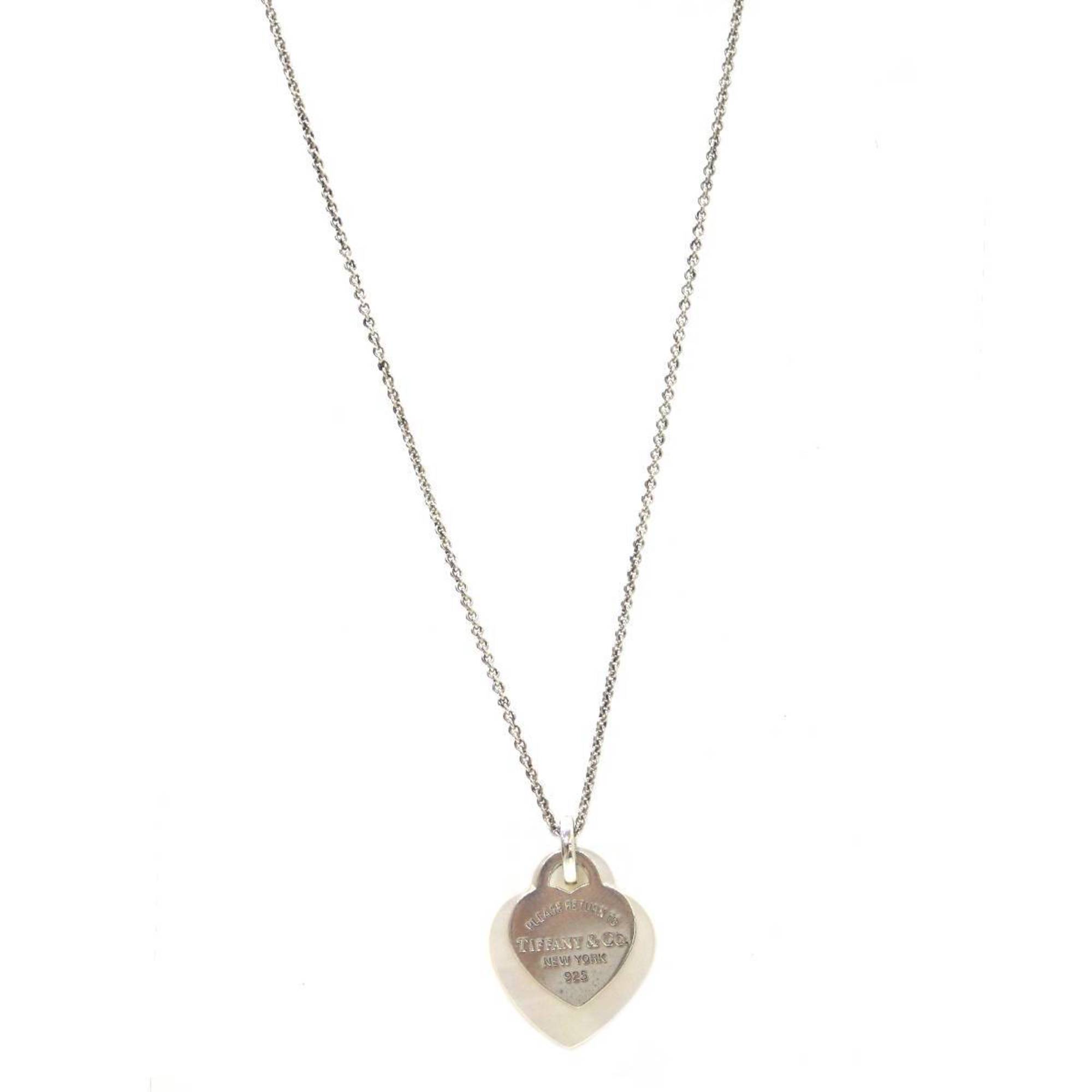 Tiffany&Co. Tiffany Return Toe Shell Silver Double Heart Tag Necklace 40.5cm 7.3g