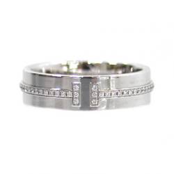 Tiffany&Co. Tiffany K18WG T toe narrow diamond ring 12.5-13 7.3g