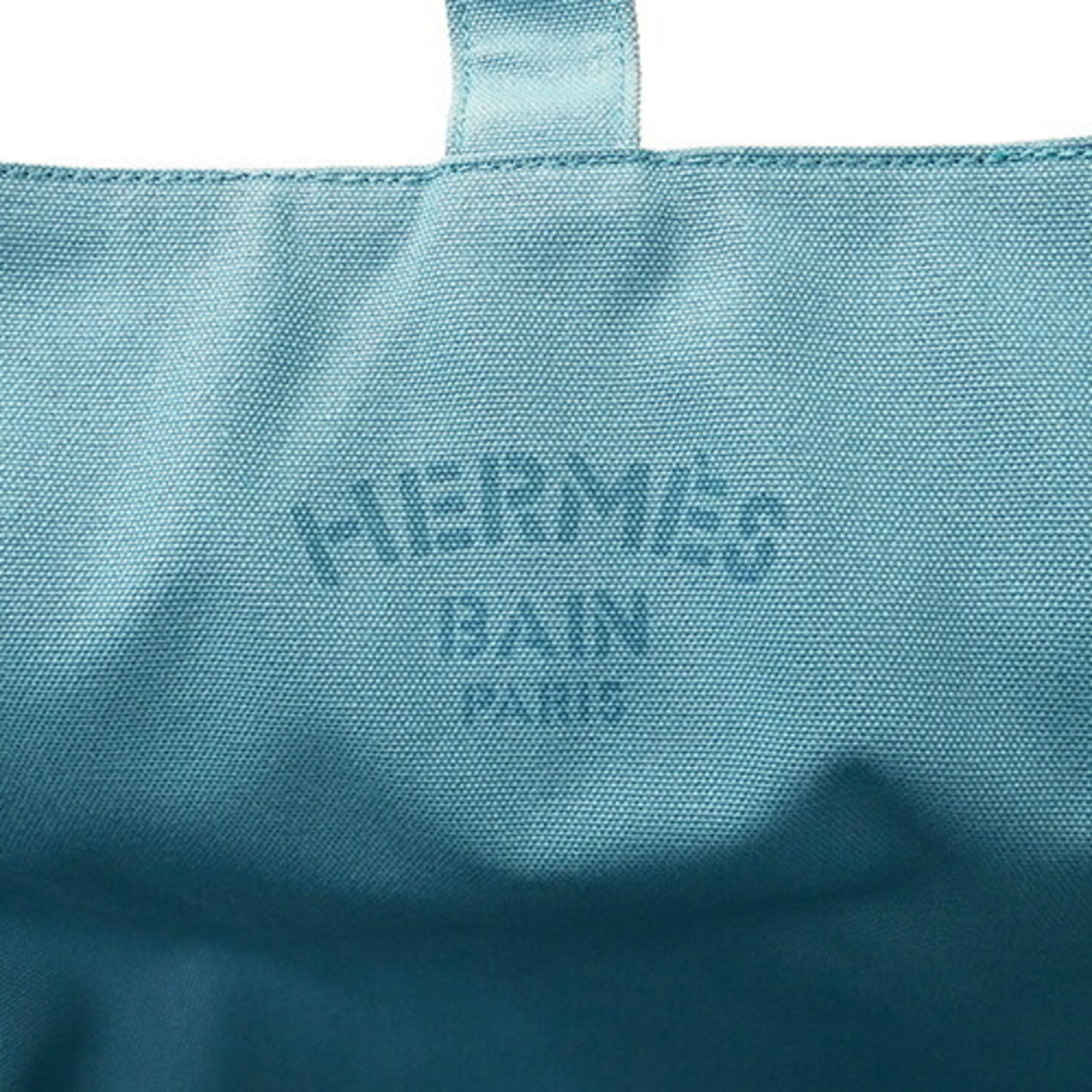 Hermes HERMES Bag Ladies Tote Handbag Bagnier Plage GM Canvas White Navy Blue