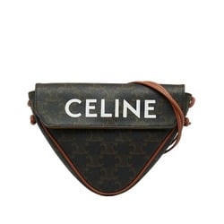 Celine Triomphe Shoulder Bag Triangle 195902BZK Brown PVC Leather Women's CELINE