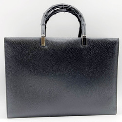 GUCCI 2WAY Bamboo Business Bag Tote Pigskin Leather Black Women's Men's 002/1034