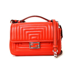 FENDI W Micro Baguette Handbag Leather Orange Ladies Fendi