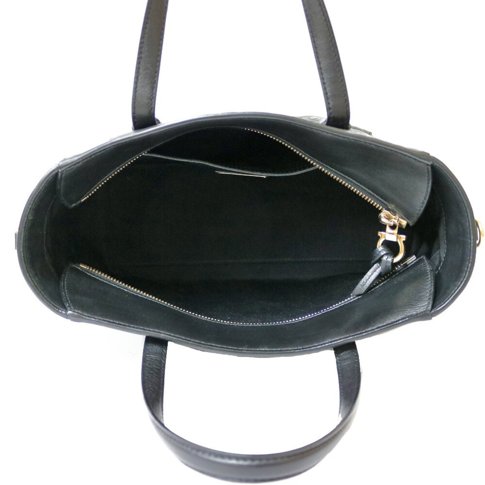 Salvatore Ferragamo Handbag Leather Black Ladies