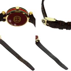 Gucci Sherry Line Watch GP/Leather Ladies GUCCI