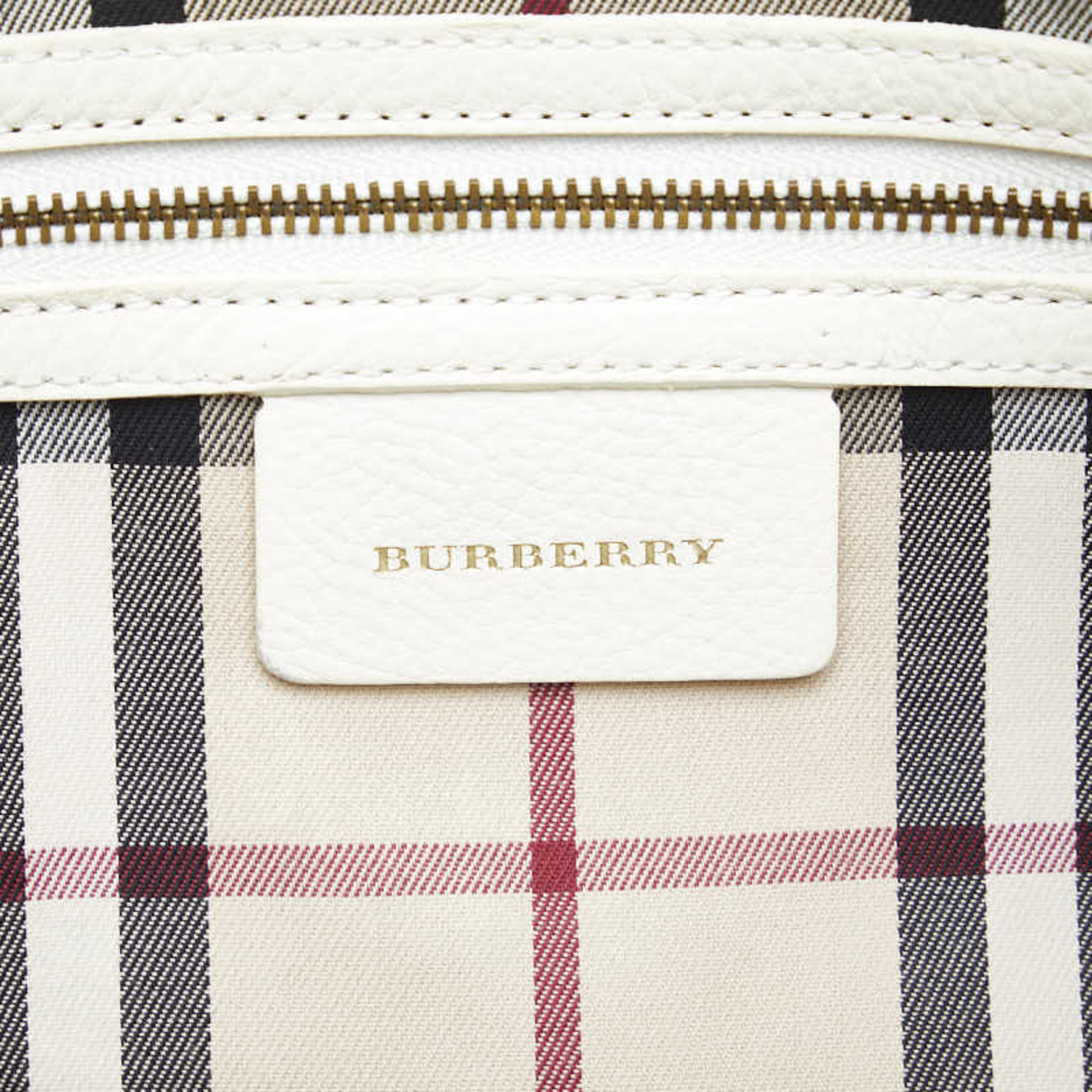 Burberry Nova Check Handbag White Leather Women's BURBERRY