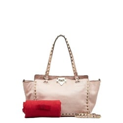 Valentino Rockstud Handbag Shoulder Bag Pink Leather Women's VALENTINO