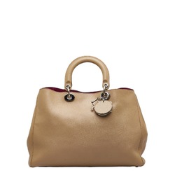 Christian Dior Dior Diorissimo Handbag Shoulder Bag Beige Leather Ladies