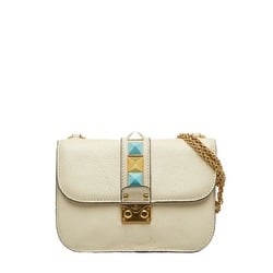 Valentino Studded Chain Shoulder Bag Ivory Leather Women's VALENTINO