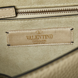 Valentino Studded Chain Shoulder Bag Ivory Leather Women's VALENTINO