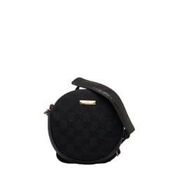 Gucci GG Canvas Round Shoulder Bag 90700 Black Leather Women's GUCCI