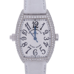 FRANCK MULLER Secret Hours Diamond Bezel Buckle 7880SEHID Men's WG/Leather Watch Automatic White Dial