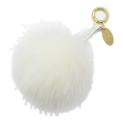 FENDI key ring White  fur