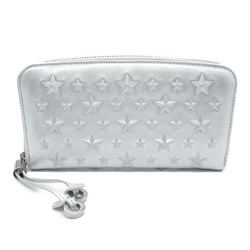 JIMMY CHOO Round long wallet with studs Silver leather Studs