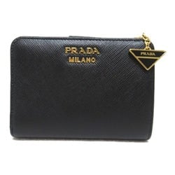 PRADA Two fold wallet Black leather Safiano leather