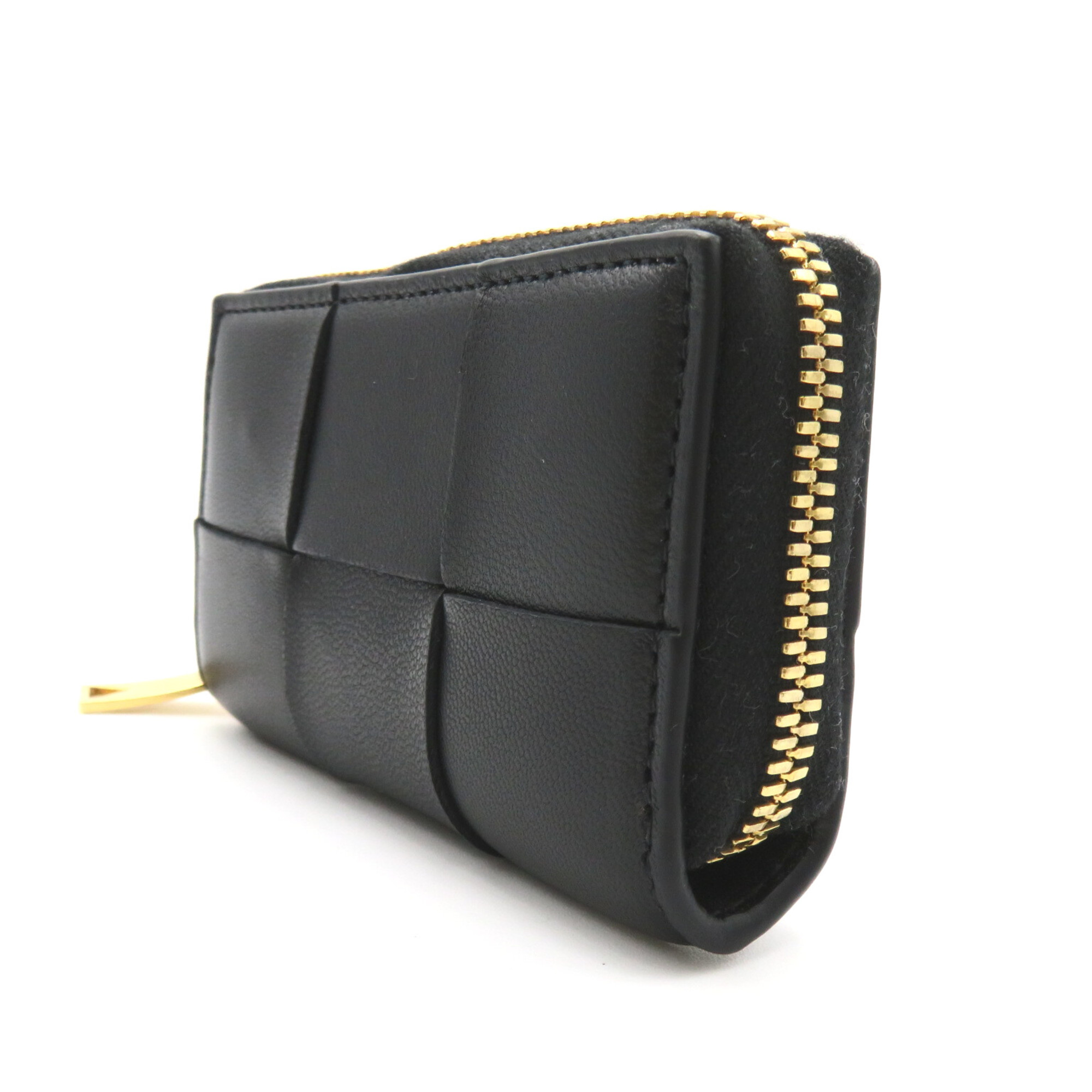 BOTTEGA VENETA Intrecciato Zip Around Card Case Black leather 764739VCQC18425