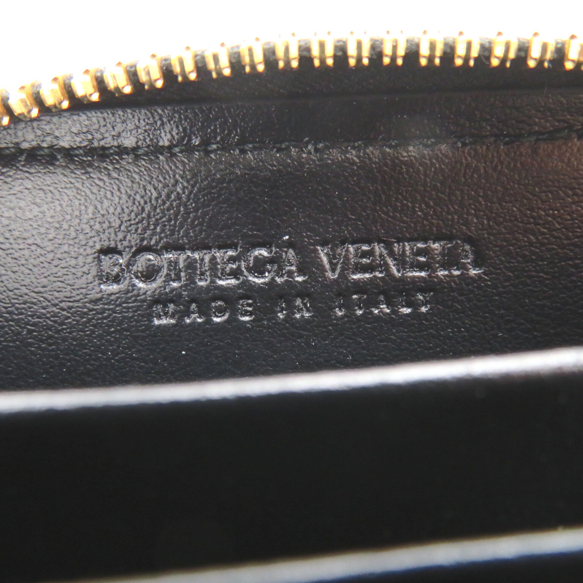 BOTTEGA VENETA Intrecciato Zip Around Card Case Black leather 764739VCQC18425