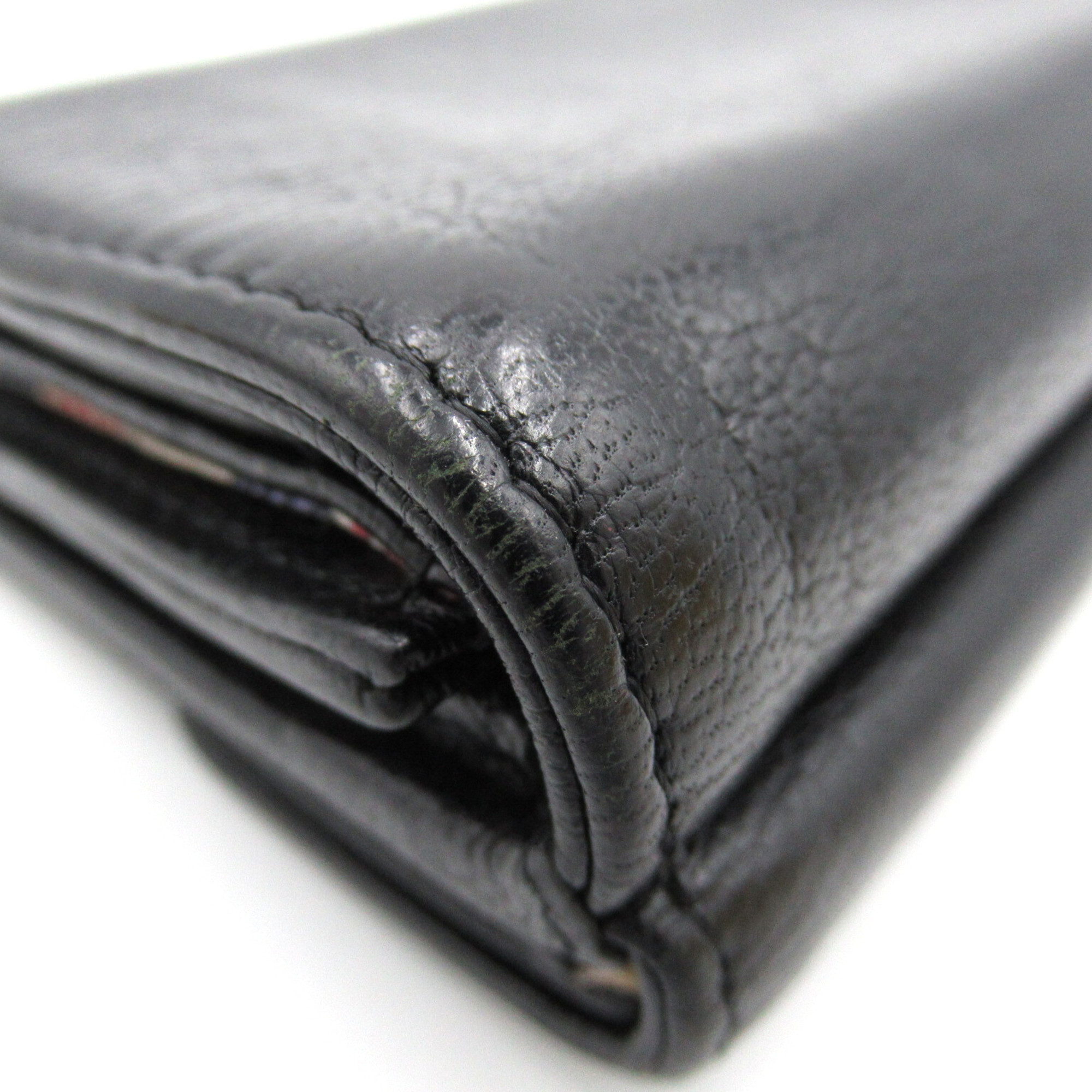 CHANEL Tri-fold Wallet Umbrella Print Black leather