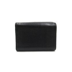 CHANEL Tri-fold Wallet Umbrella Print Black leather