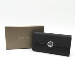 BVLGARI bulgari bulgari zip long wallet Black leather Grain leather 30416