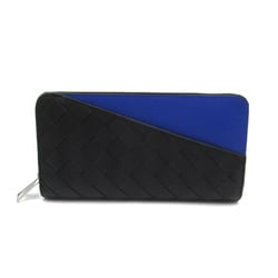 BOTTEGA VENETA Round wallet Black Blue leather 639856-VCPQ7/1015