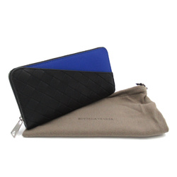 BOTTEGA VENETA Round wallet Black Blue leather 639856-VCPQ7/1015
