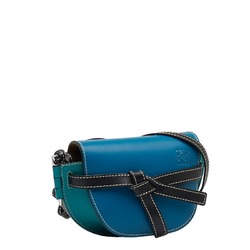 LOEWE Gate Dual Bag Shoulder Blue Green Leather Ladies
