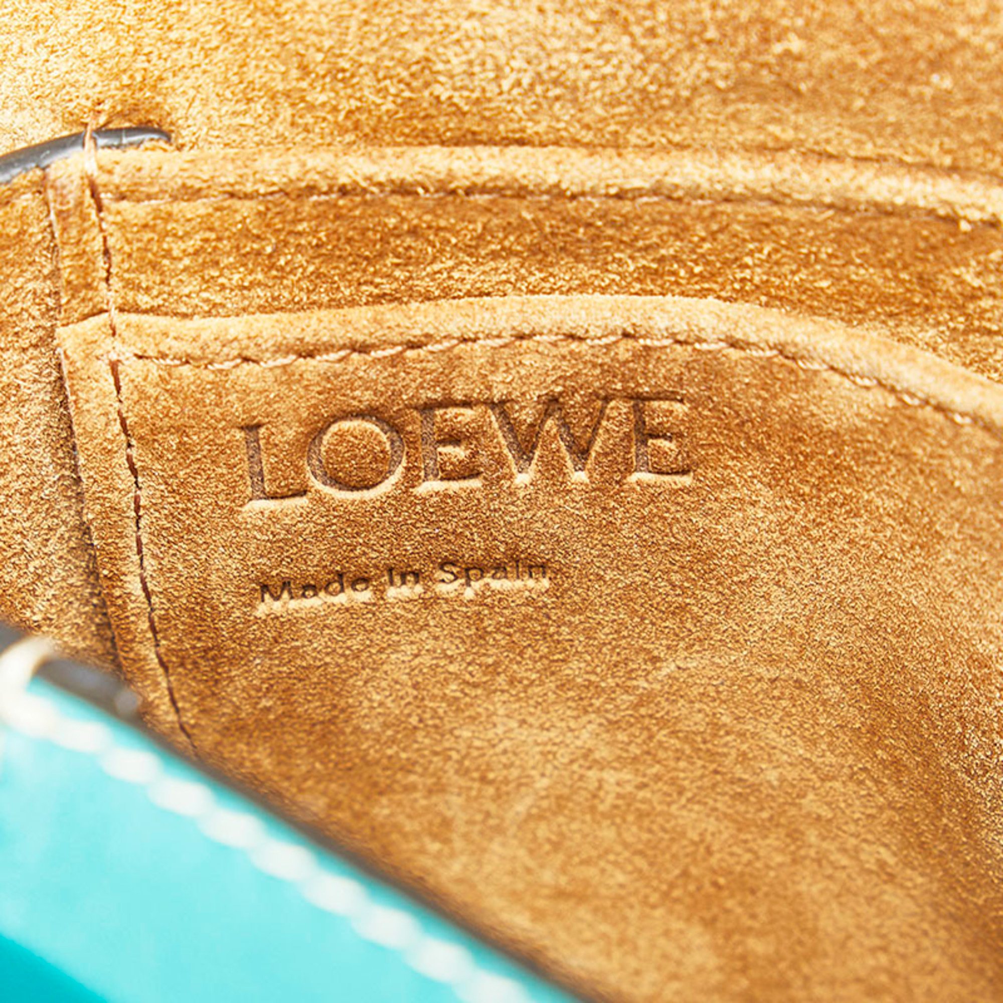 LOEWE Gate Dual Bag Shoulder Blue Green Leather Ladies