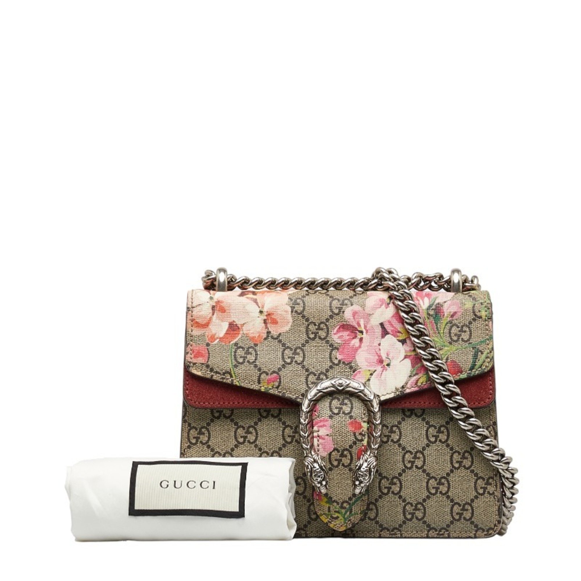 Gucci GG Supreme Blooms Dionysus Chain Shoulder Bag 421970 Beige Pink PVC Suede Women's GUCCI