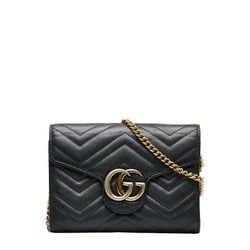 Gucci GG Marmont Quilted Chain Shoulder Bag 474575 Black Leather Women's GUCCI