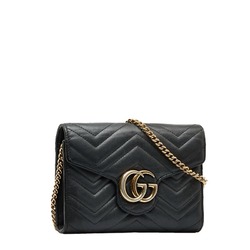 Gucci GG Marmont Quilted Chain Shoulder Bag 474575 Black Leather Women's GUCCI