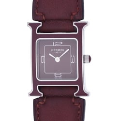 HERMES H Watch HH1.223 Women's SS/Leather Quartz Red Dial