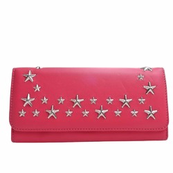JIMMY CHOO Leather NINO Star Studded Bifold Long Wallet R Pink Ladies