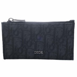 Christian Dior Trotter Canvas Leather Card Case Coin Black Ladies