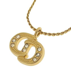 Christian Dior Rhinestone Necklace Gold Women's