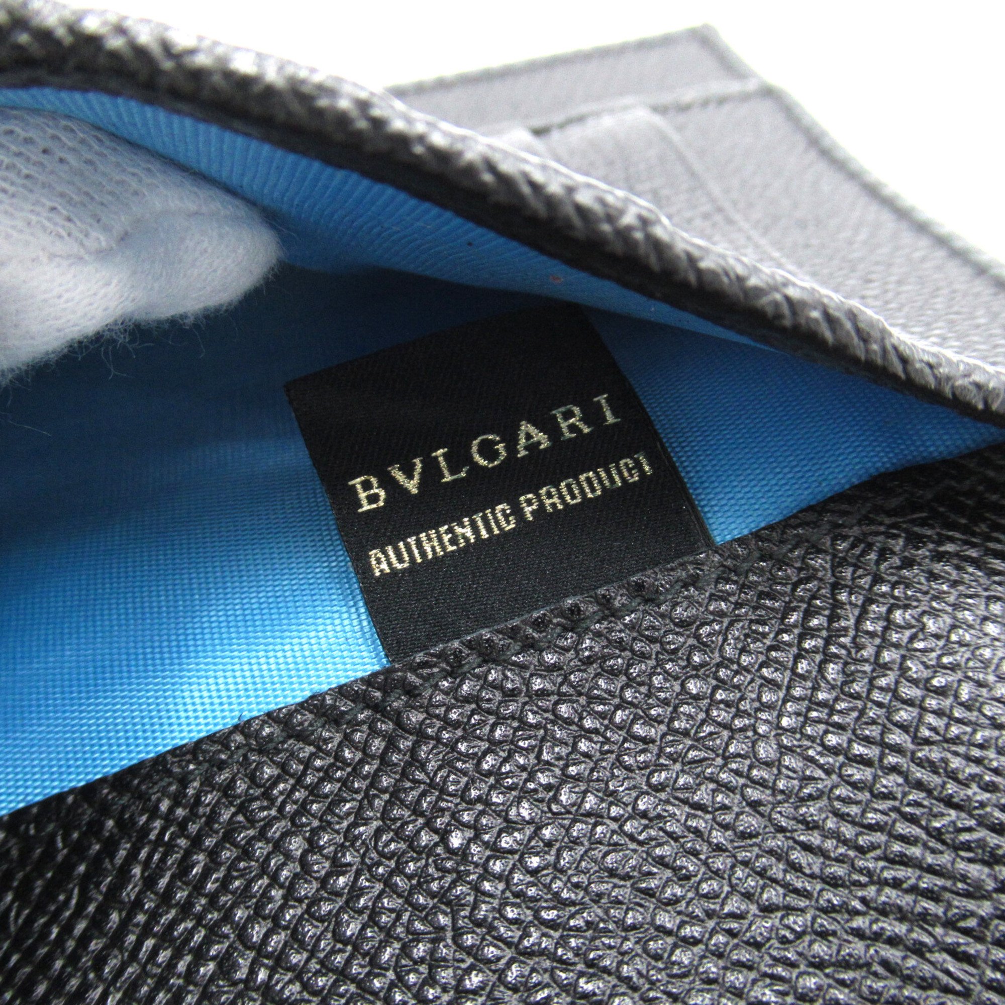 BVLGARI ZIPpurse Black Blue leather 30412