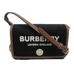 BURBERRY Shoulder Bag Black leather cotton 8055181