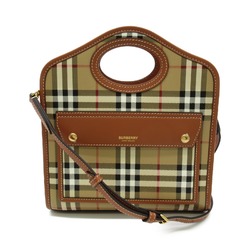BURBERRY Shoulder Bag Beige Brown leather Polyurethane 8066166