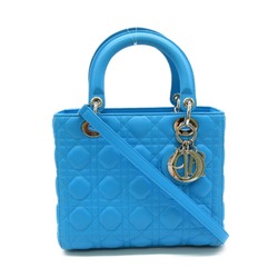 Dior Lady Dior Tote Bag Blue Lambskin (sheep leather)